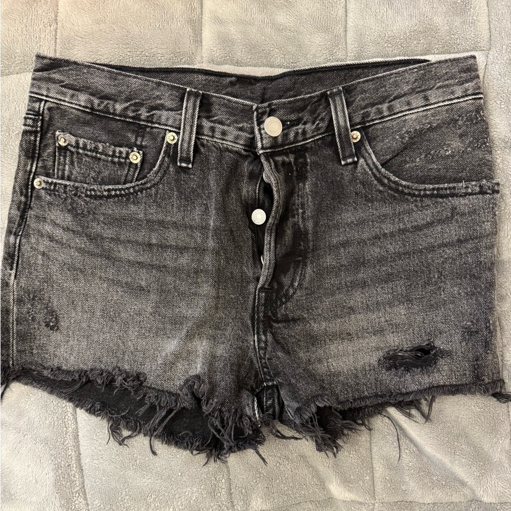 Levi's Black Distressed Jean Shorts